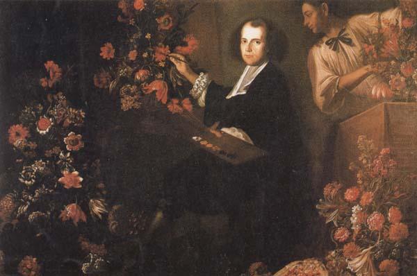 Mario Dei Fiori Self-Portrait with a Servant and Flowers china oil painting image